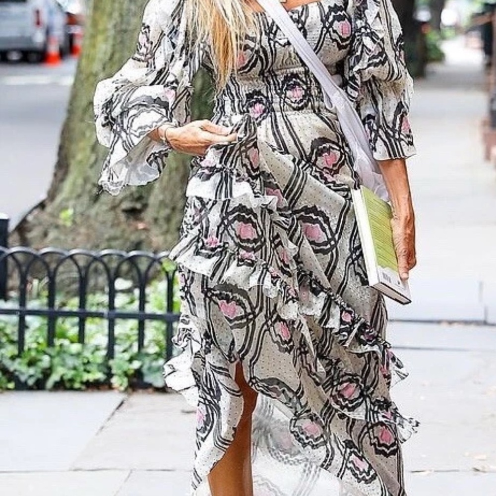 Cynthia Rowley Jessica Smocked Ruffle 2020 Ranway Dress Large 10